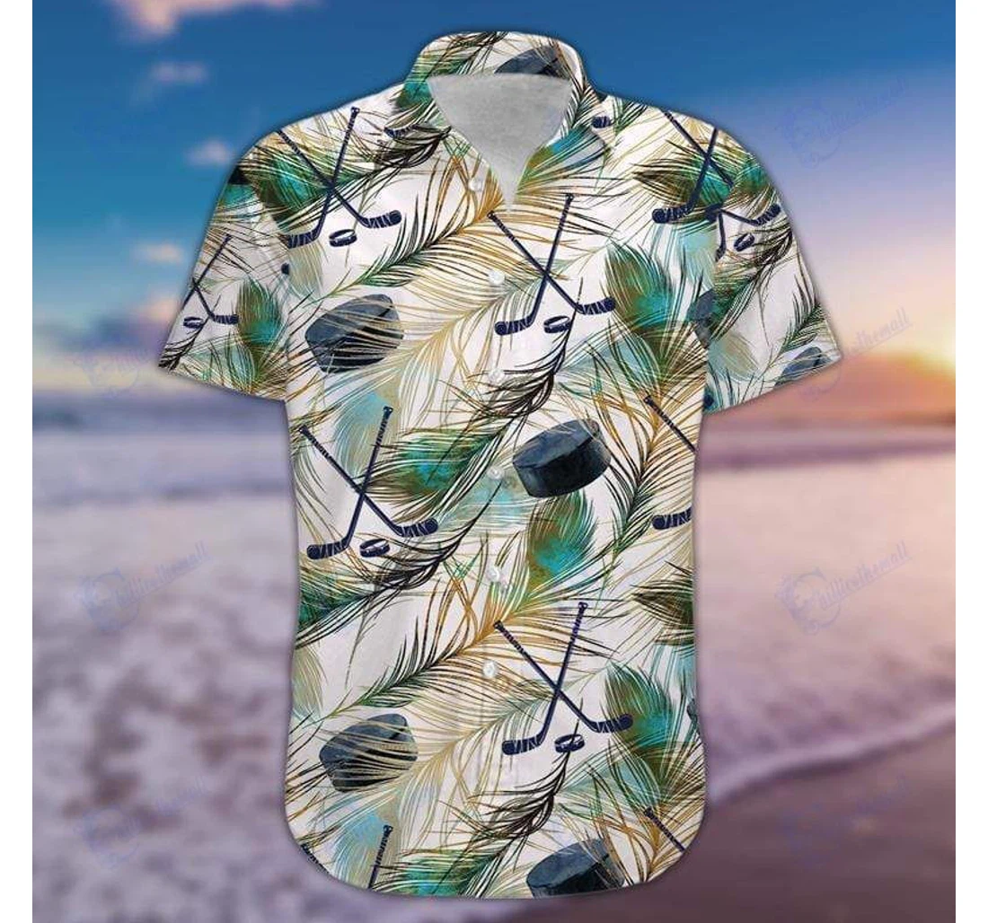 Personalized Simple Hockey Puck Stick White H-zides Sport Hawaiian Shirt, Button Up Aloha Shirt For Men, Women