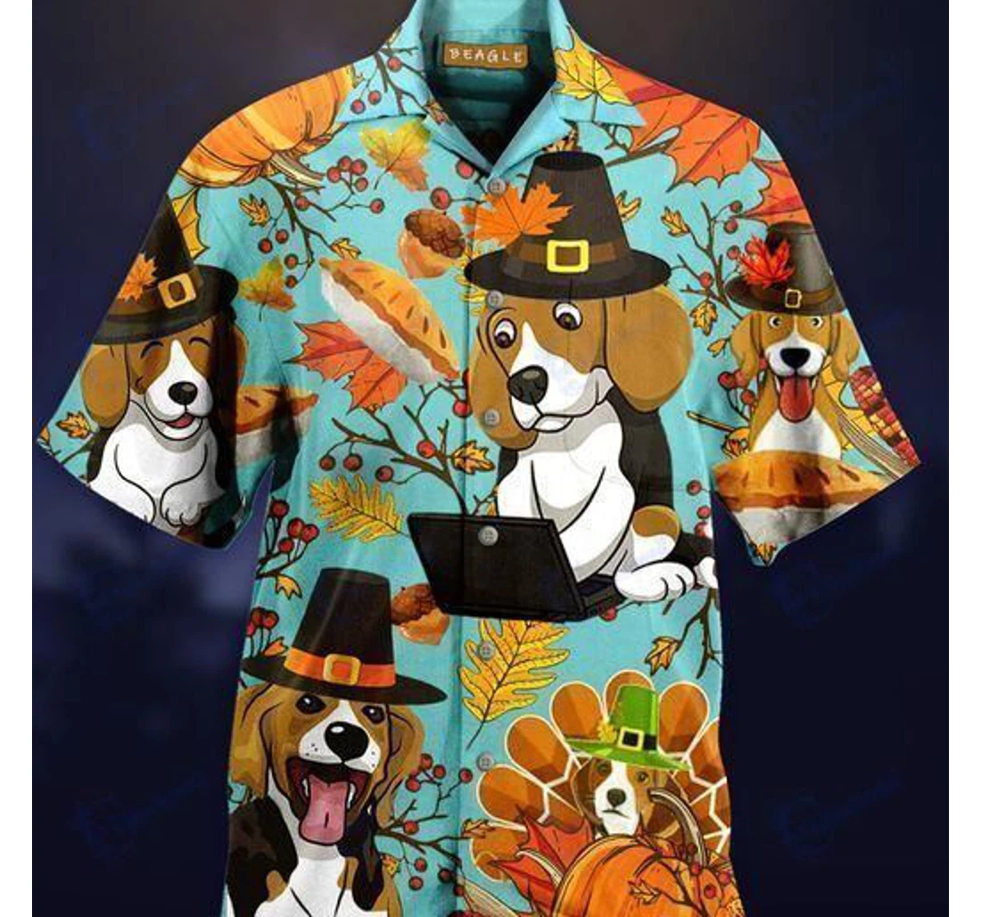 Personalized Funny Beagle On Thanksgiving Hawaiian Shirt, Button Up Aloha Shirt For Men, Women