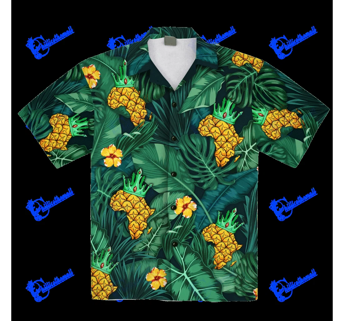 Personalized African Map Pineapple Hawaiian Shirt, Button Up Aloha Shirt For Men, Women