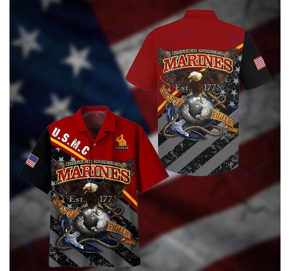 Personalized Zides-sport Happy Memorial Day Marines Veteran Hawaiian Shirt, Button Up Aloha Shirt For Men, Women