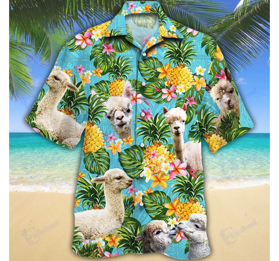 Personalized Alpaca Lovers Pineapple Hawaiian Shirt, Button Up Aloha Shirt For Men, Women