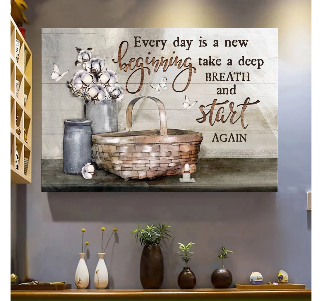 Personalized Poster, Canvas - God Jesus Little Basket Every Day Is A New Beginning Print Framed Wall Art