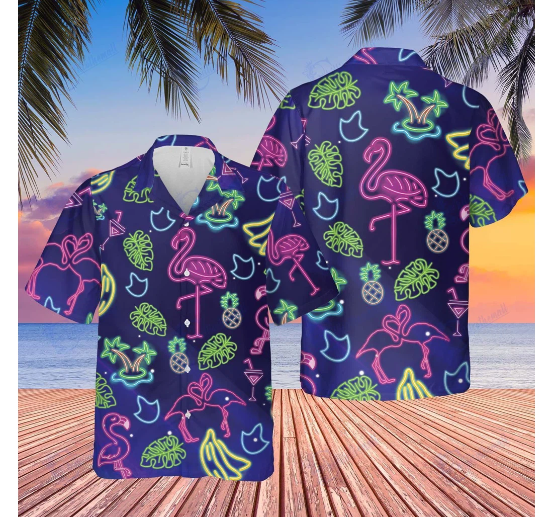 Personalized Flamingo Beautiful Light - - Hawaiian Shirt, Button Up Aloha Shirt For Men, Women