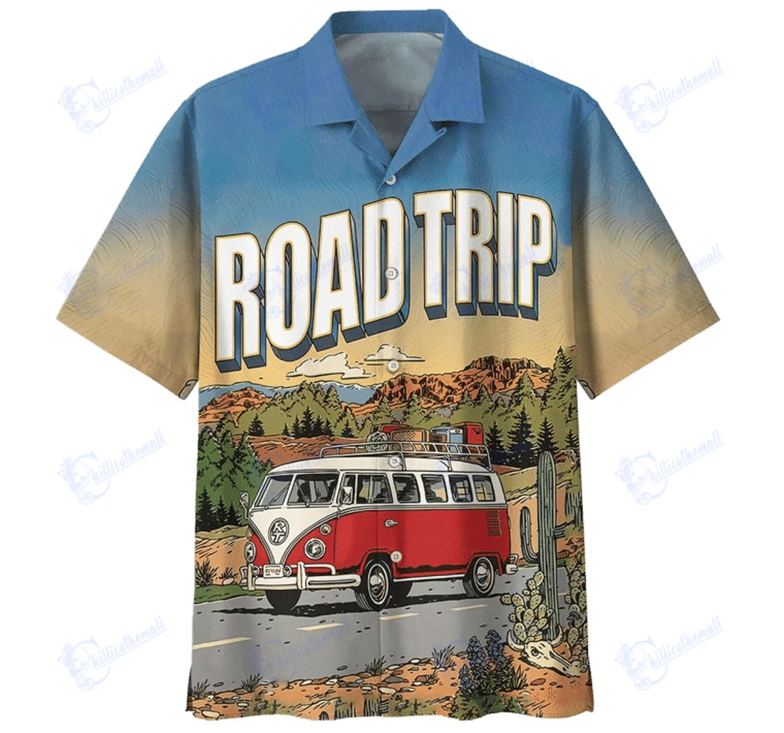 Personalized Road Trip Camping Hawaiian Shirt, Button Up Aloha Shirt For Men, Women