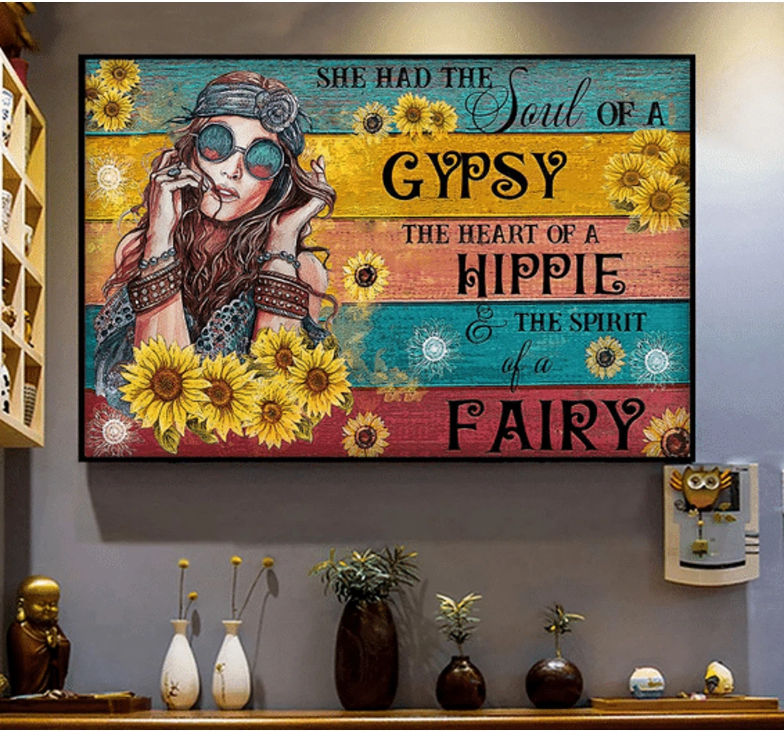 Personalized Poster, Canvas - Little Girl Hippie Gypsy Had The Soul Meaningful Vintage Print Framed Wall Art