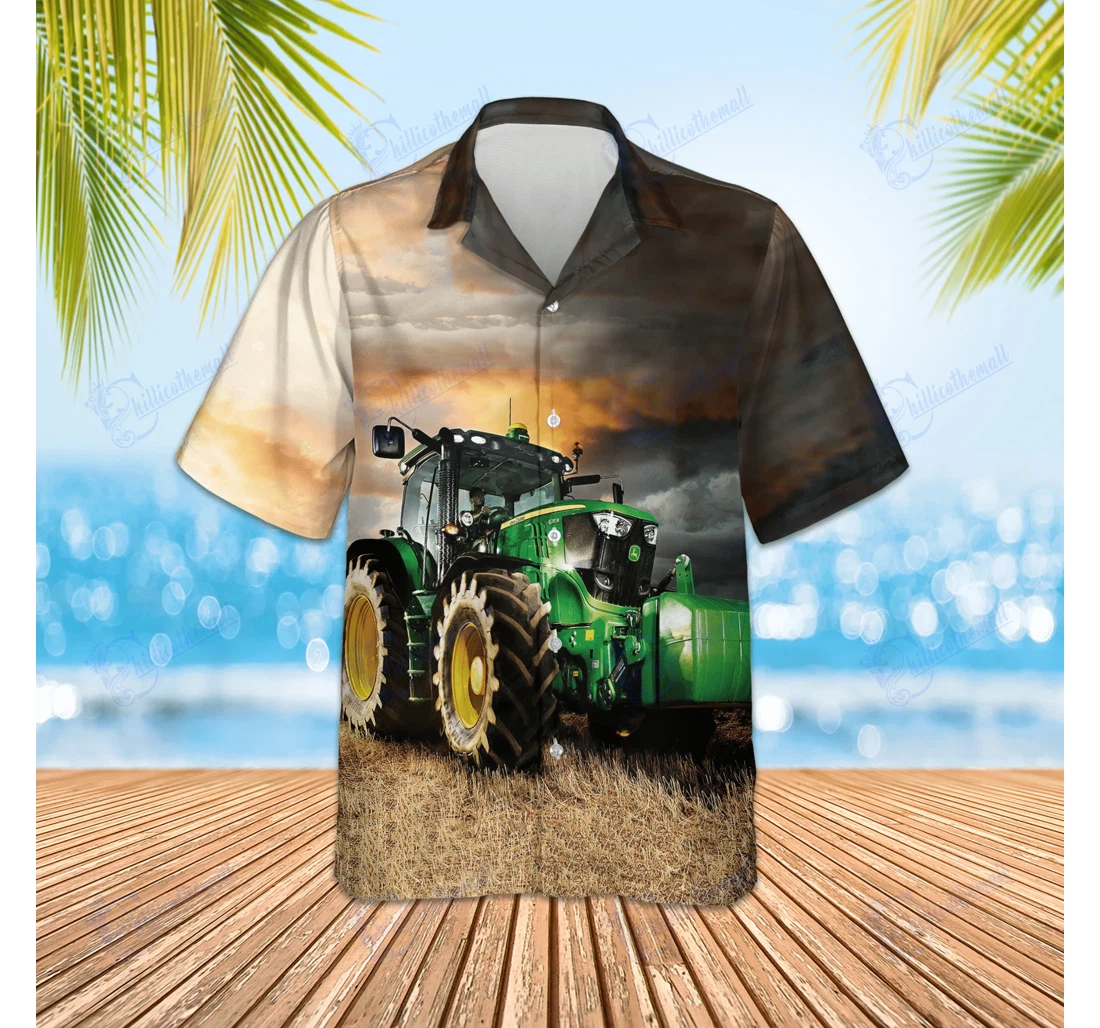 Personalized John Deere Tractor Hawaiian Shirt, Button Up Aloha Shirt For Men, Women