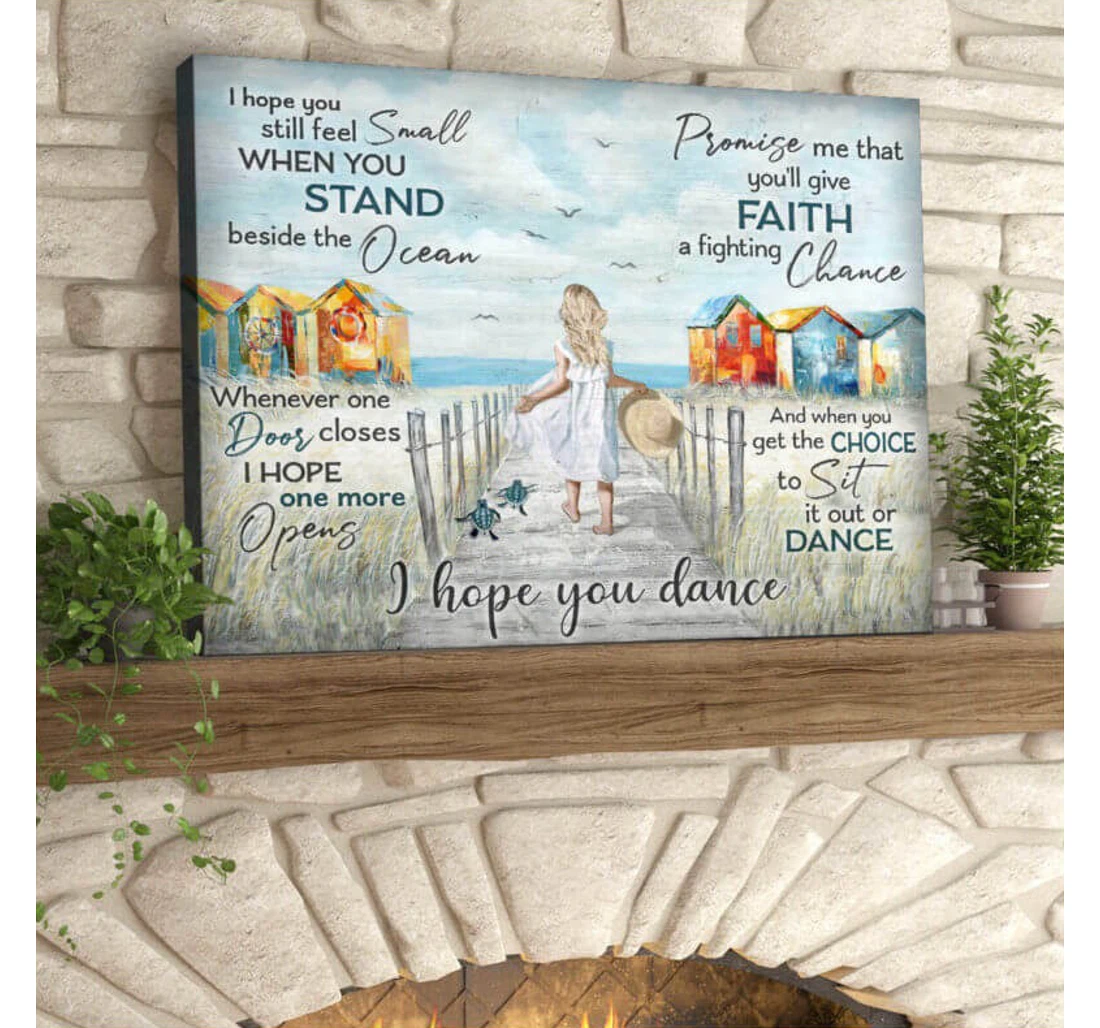 Personalized Poster, Canvas - Turtle I Hope You Dance Little Girl Print Framed Wall Art