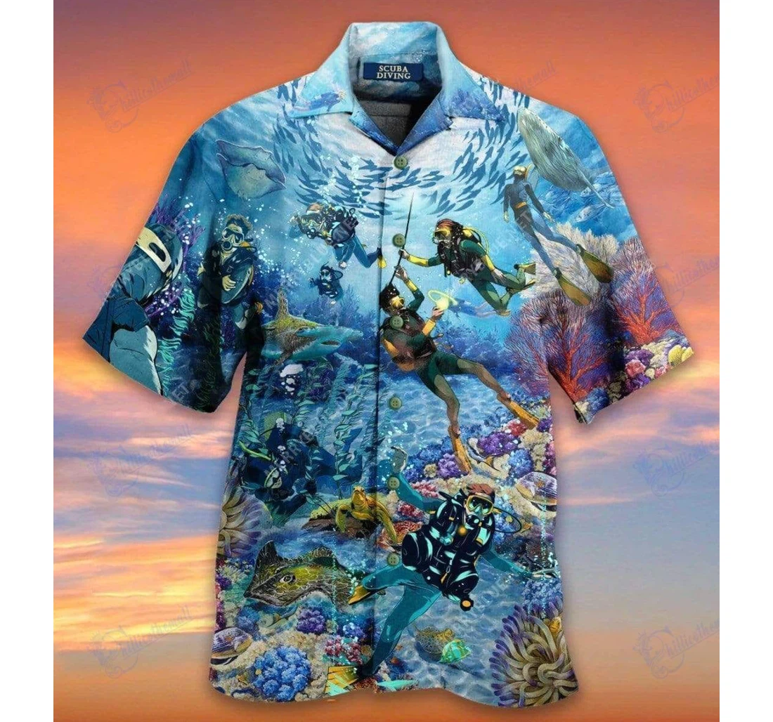 Personalized Amazing Blue Scuba Diving And Coral Reefs Shirts-zides Sport Hawaiian Shirt, Button Up Aloha Shirt For Men, Women