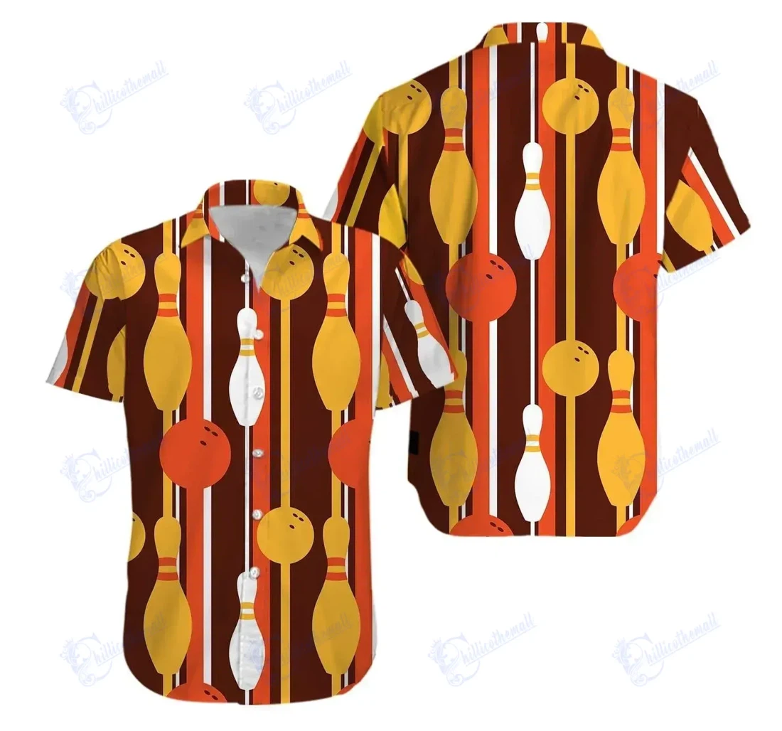 Personalized High Quality Bowling Yellow V Hawaiian Shirt, Button Up Aloha Shirt For Men, Women