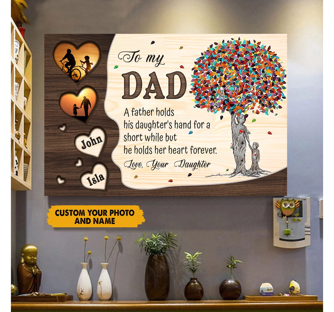 Poster, Canvas - Personalized A Father Holds His Daughter's Hands Father's Day Ntnna Xt Print Framed Wall Art