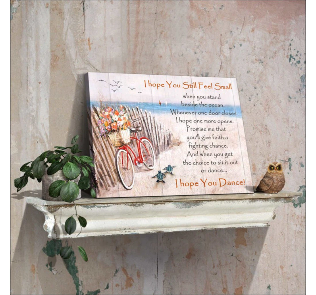 Personalized Poster, Canvas - I Hope You Dance Turtle And Beach Print Framed Wall Art