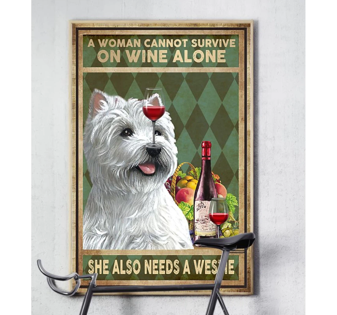 Personalized Poster, Canvas - Woman Also Needs A West Highland White Terrier Dog Dog Memorial Print Framed Wall Art