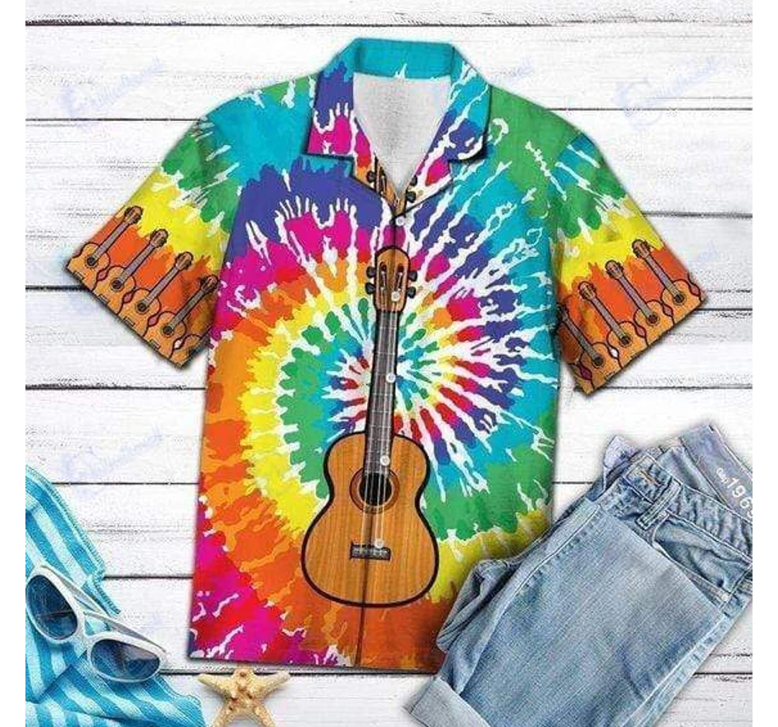 Personalized Find Tie-dye Guitar Hippie Dh-zides Sport Hawaiian Shirt, Button Up Aloha Shirt For Men, Women