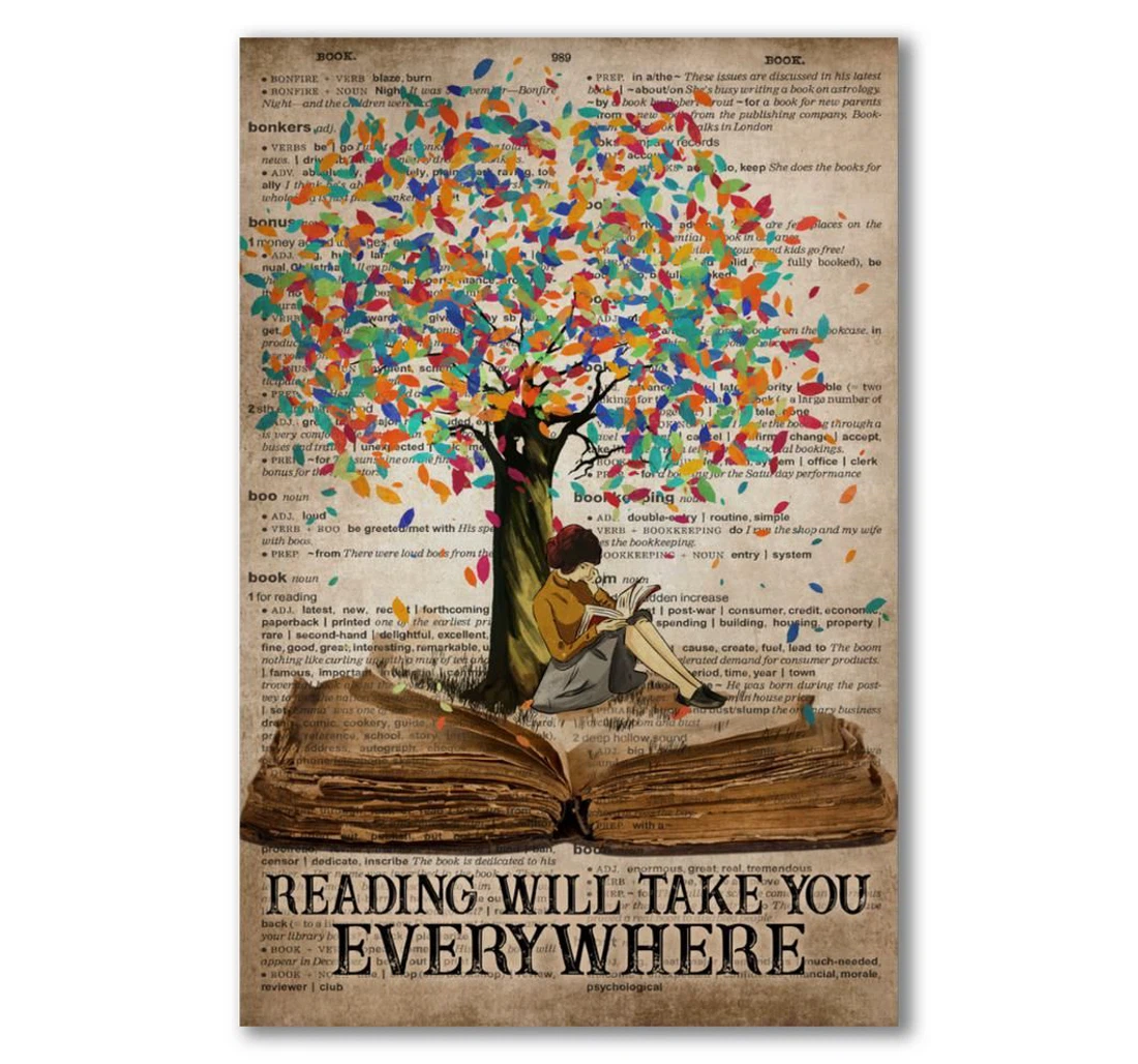 Personalized Poster, Canvas - Reading Will Take You Everywhere Print Framed Wall Art