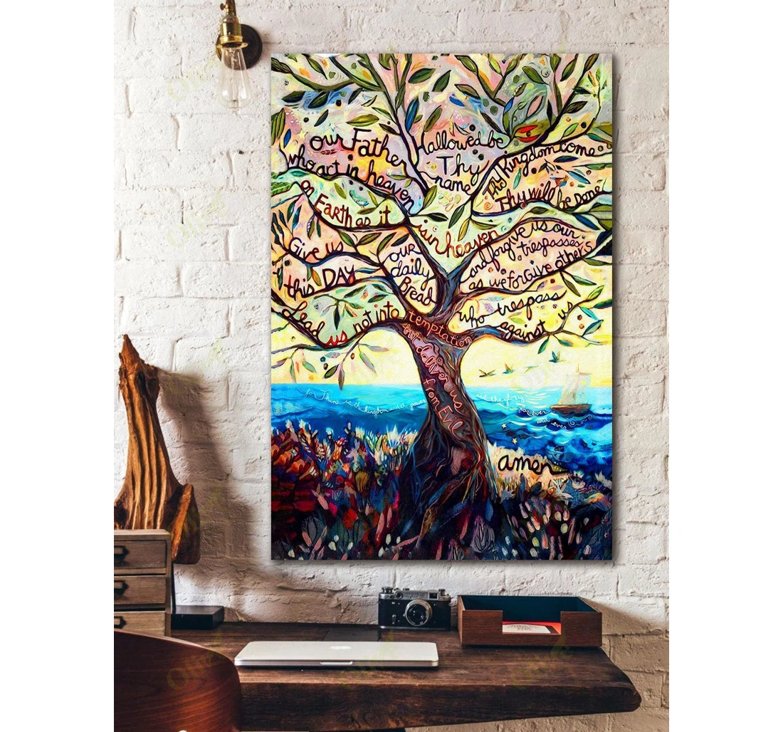 Personalized Poster, Canvas - Jesus The Lords Prayer Tree Print Framed Wall Art
