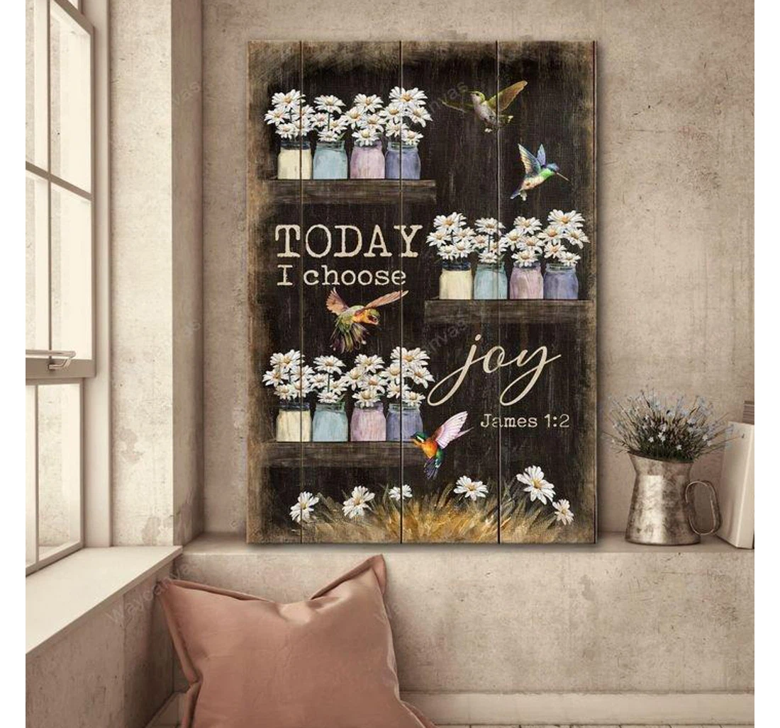 Personalized Poster, Canvas - Little Daisy Today I Choose Joy Jesus Print Framed Wall Art
