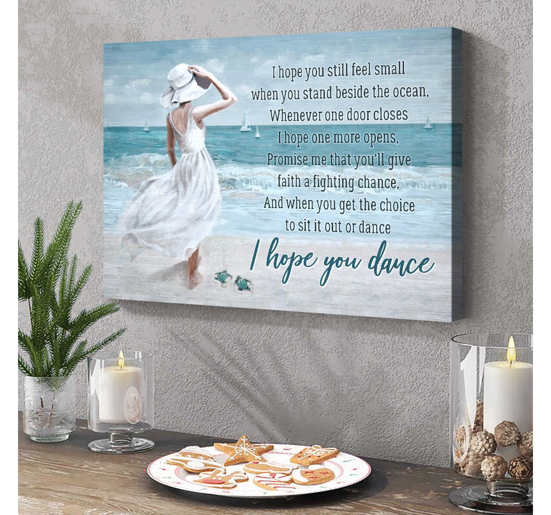 Personalized Poster, Canvas - I Hope You Dance Beach And Turtle Print Framed Wall Art