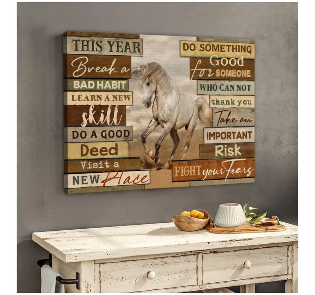 Personalized Poster, Canvas - Horse This Year Do Something Good Someone Print Framed Wall Art