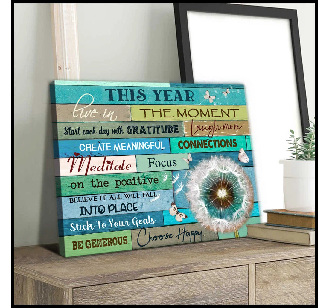 Personalized Poster, Canvas - This Year Butterflies And Dandelion Print Framed Wall Art