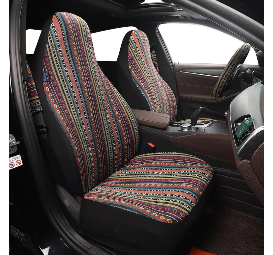 Peruvian Woven Blanket Multicolor Boho For Sedan Truck Van Suv Universal Front Car Seat Cover