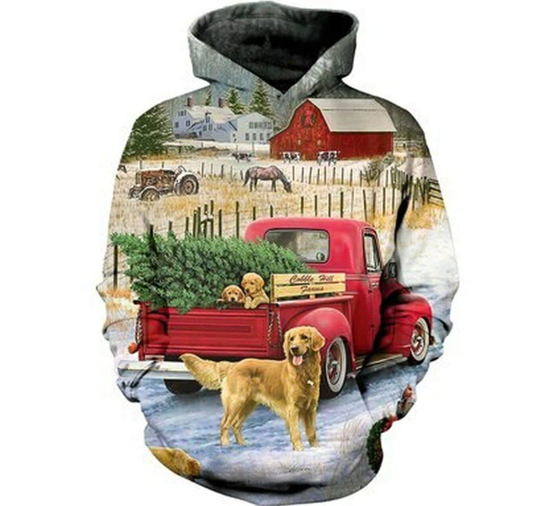 Personalized Farmer Red Xmas - 3D Printed Pullover Hoodie