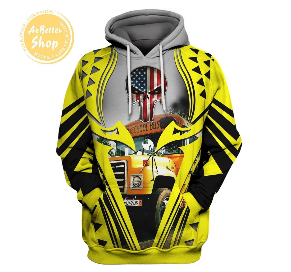 Personalized Bus Driver Skull Usa New - 3D Printed Pullover Hoodie