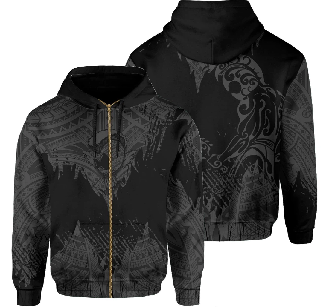 Personalized Hawaii Polynesian Warrior Ikaika Benjamin Style Grey Ah J Kbaeo - 3D Printed Pullover Hoodie