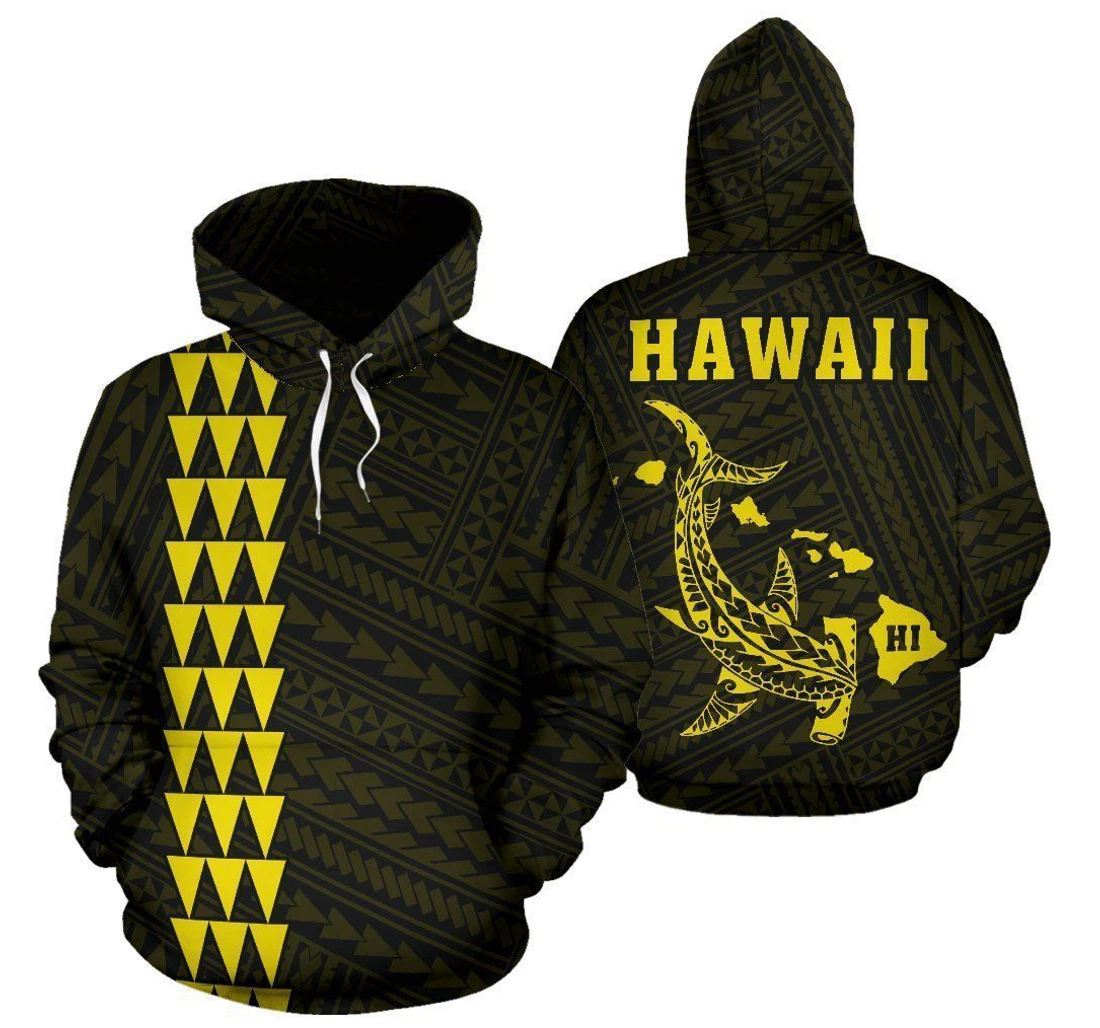 Personalized Hawaii Kakau Polynesian Yellow Hammerhead Shark Hkigw - 3D Printed Pullover Hoodie