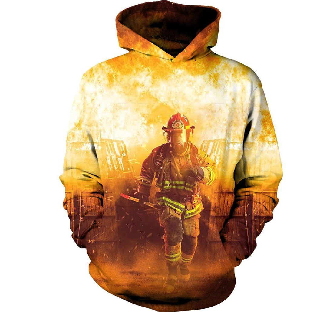 Personalized Fire Fighter Run Out Of Fire - 3D Printed Pullover Hoodie