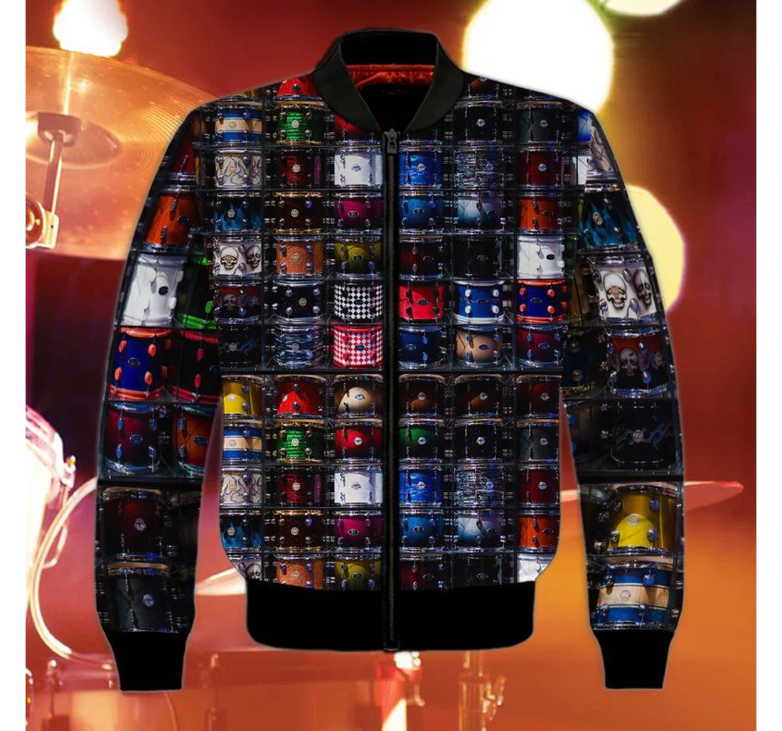 Personalized Drummer Drummer Collection Bomber - 3D Printed Pullover Hoodie