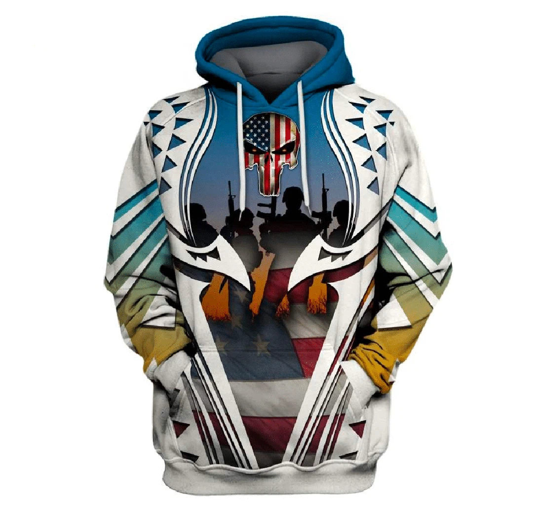Personalized Us Army Skull Usa New - 3D Printed Pullover Hoodie