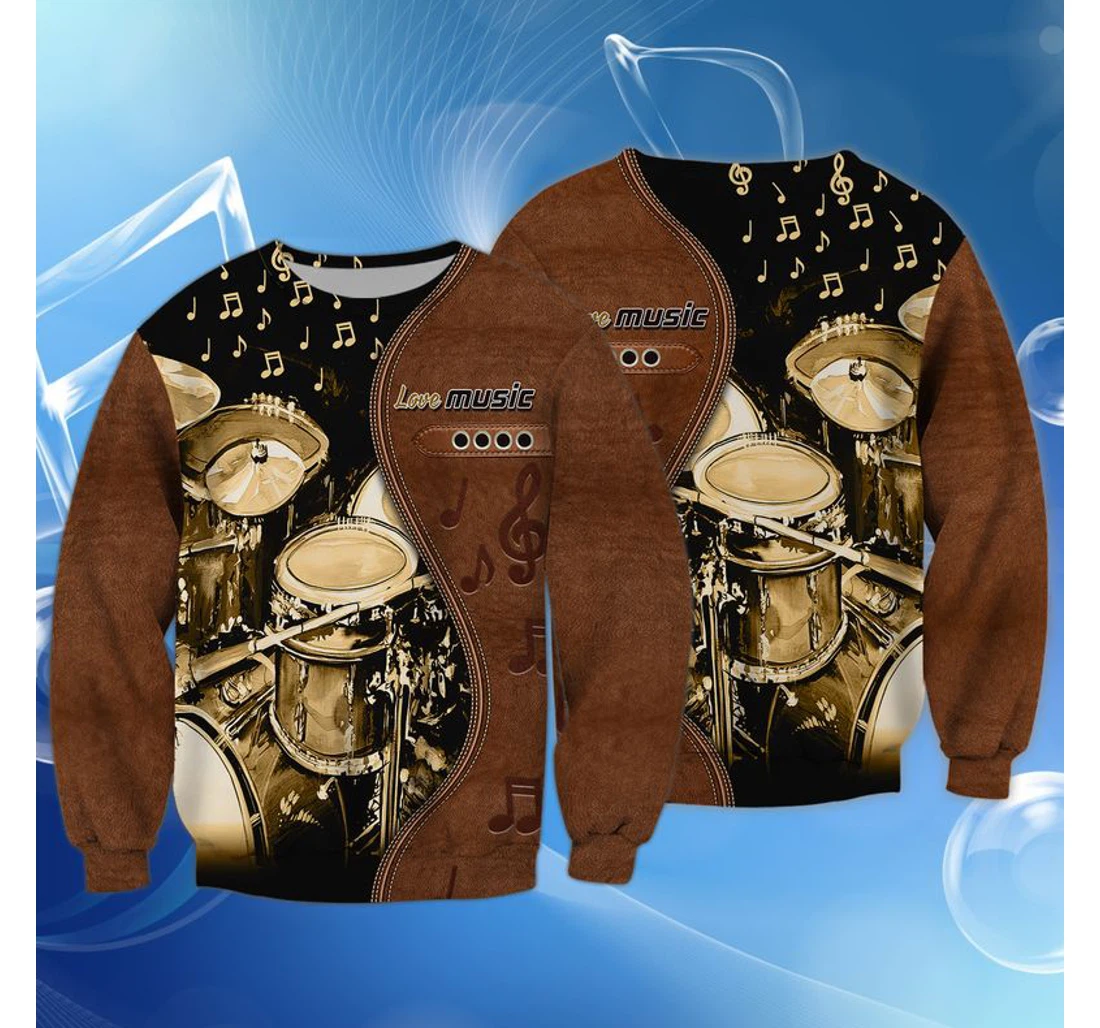 Personalized Drummer Love Music Suede Design Drummer Lover - 3D Printed Pullover Hoodie