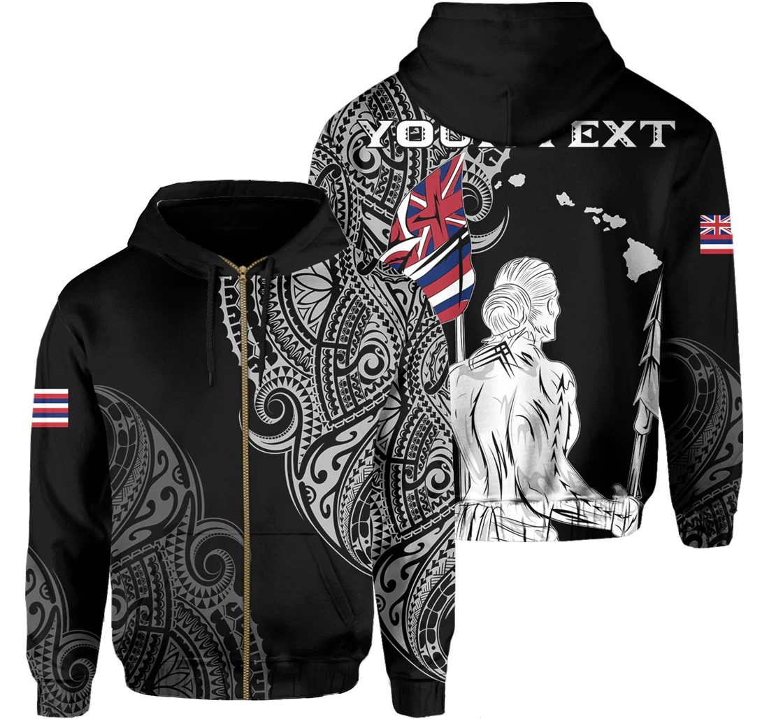 Hawaii Kanaka Map Polynesian Warrior Ikaika Personalized Name Kbaks - 3D Printed Pullover Hoodie