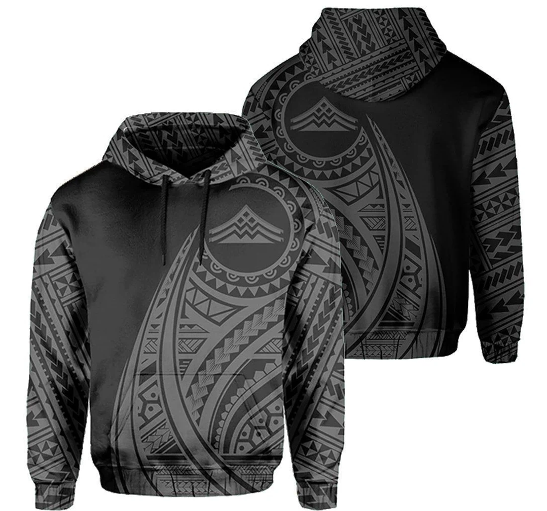 Personalized Hawaii Mauna Kea Polynesian Tatoo Style Grey Ah Hkiak - 3D Printed Pullover Hoodie