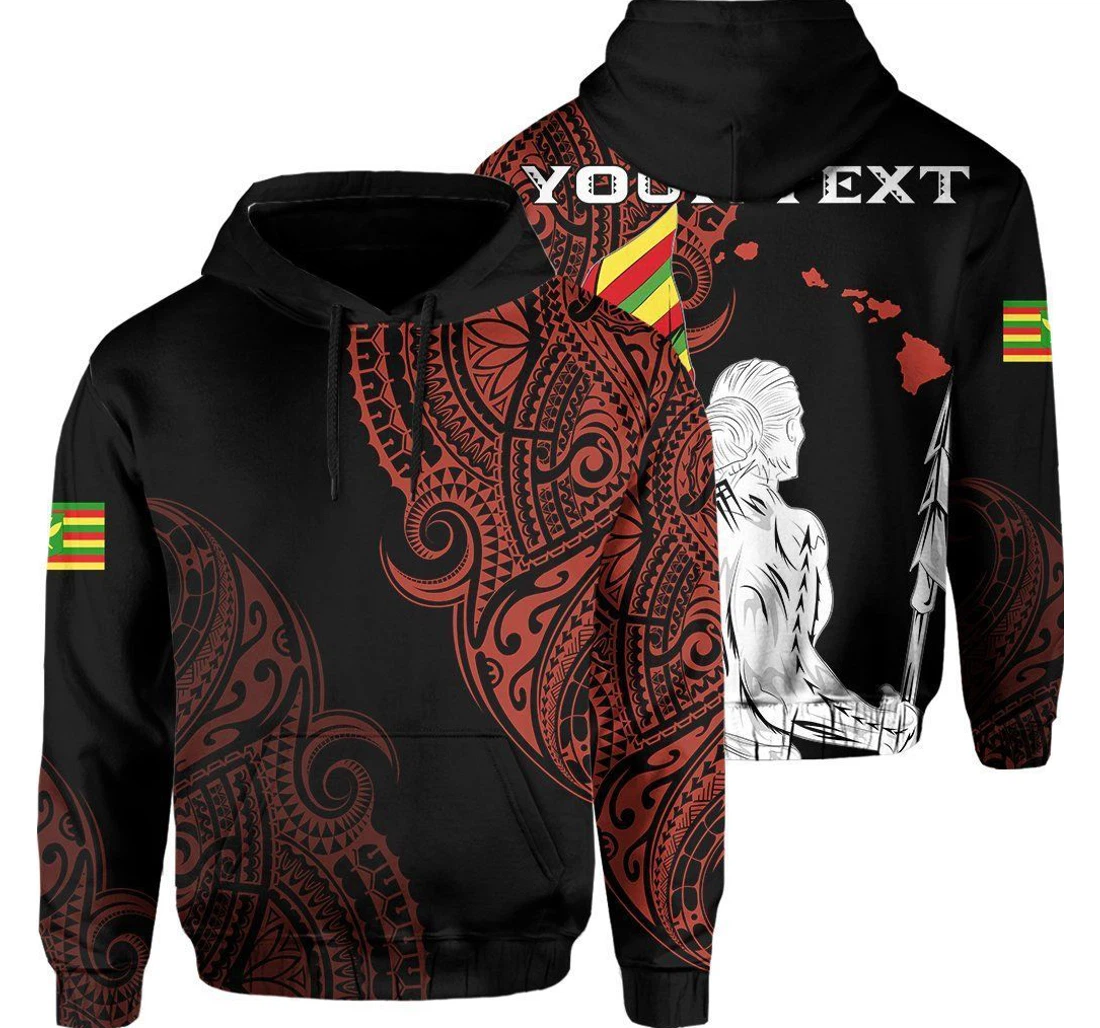 Hawaii Kanaka Map Polynesian Warrior Ikaika Personalized Name Hvaan - 3D Printed Pullover Hoodie