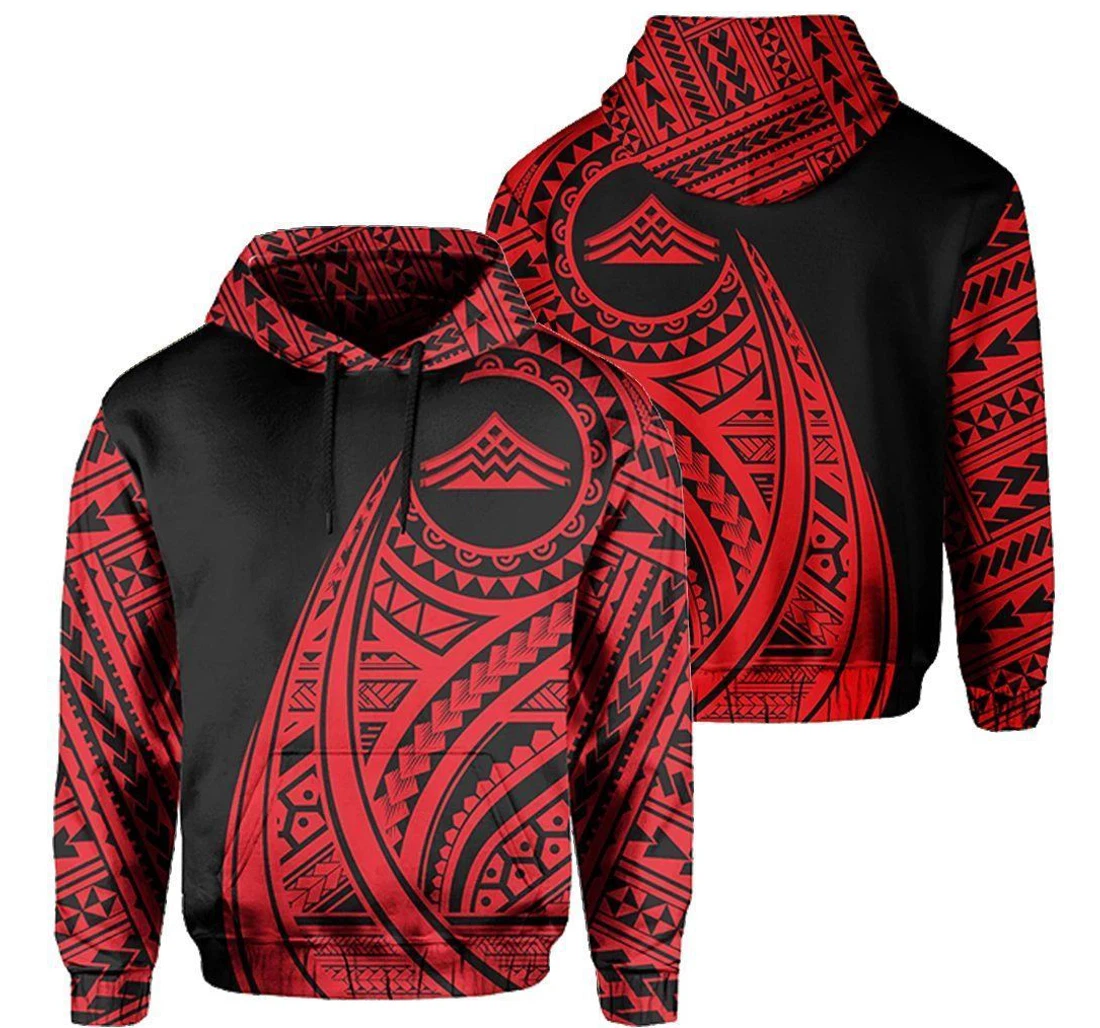 Personalized Hawaii Mauna Kea Polynesian Tatoo Style Red Ah Hkiah - 3D Printed Pullover Hoodie