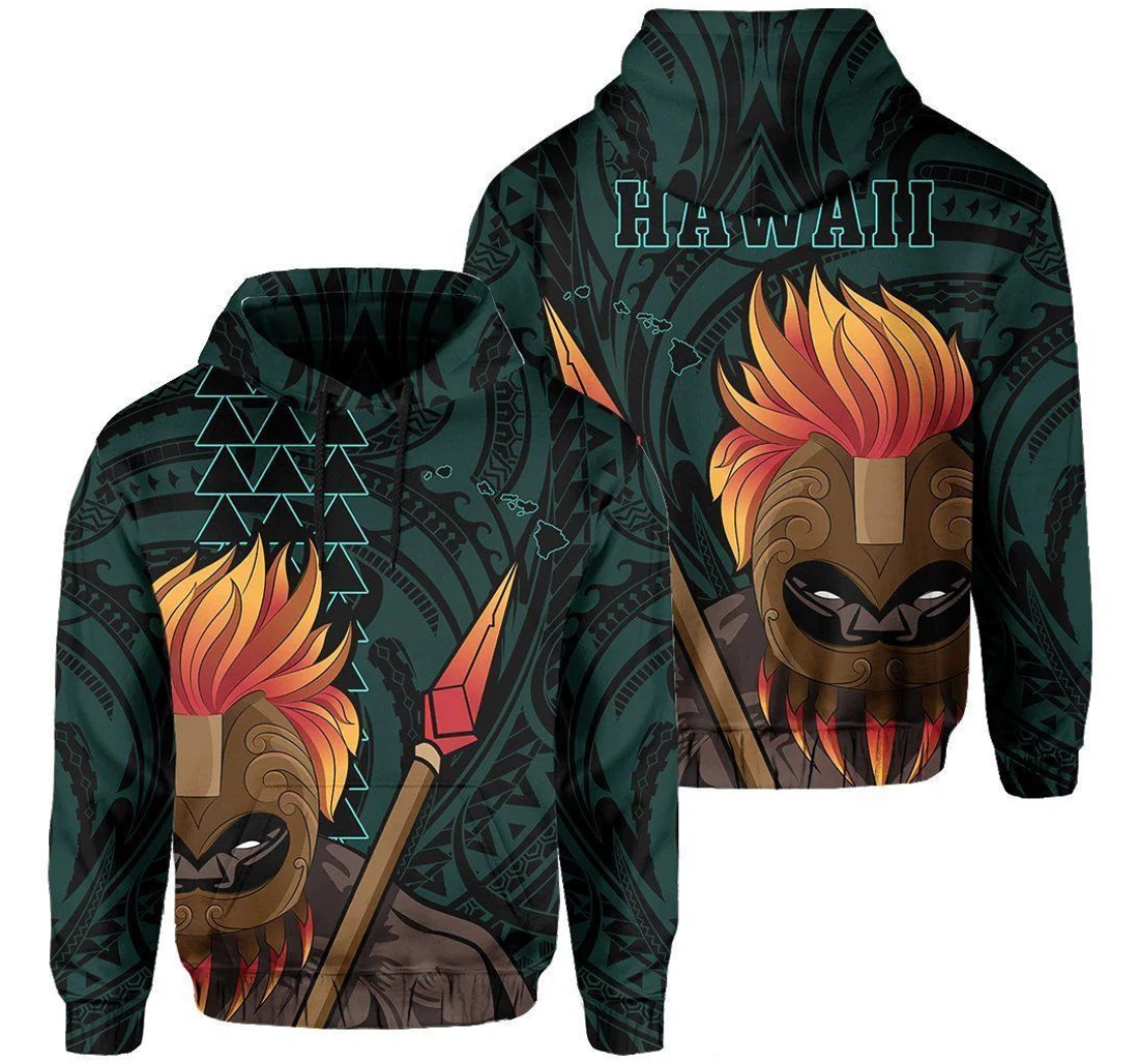 Personalized Hawaii Polynesia Legend Turquoise Kanaka Warrior Hkicc - 3D Printed Pullover Hoodie