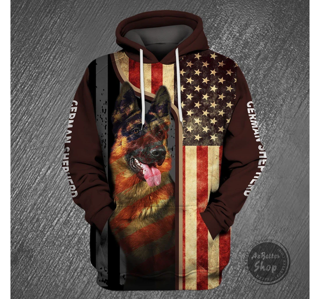 Personalized German Shepherd Love Usa - 3D Printed Pullover Hoodie