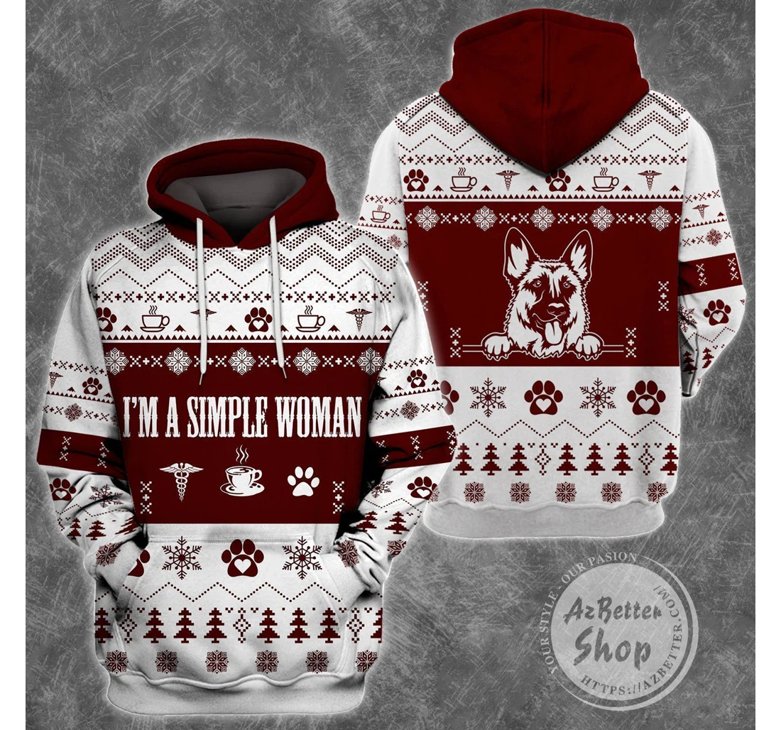Personalized German Shepherd I'm A Simple Xmas - 3D Printed Pullover Hoodie