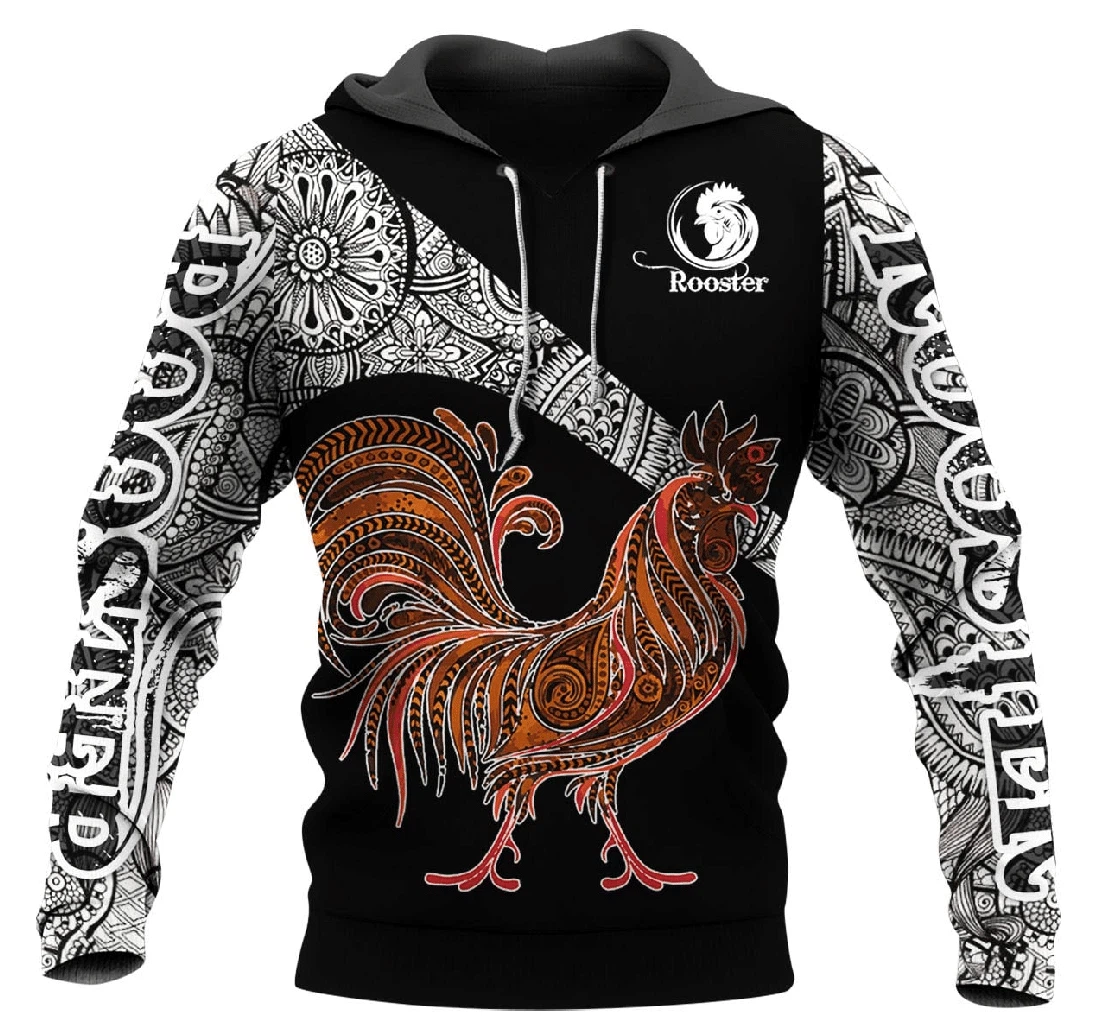 Personalized Art Rooster Lh - 3D Printed Pullover Hoodie