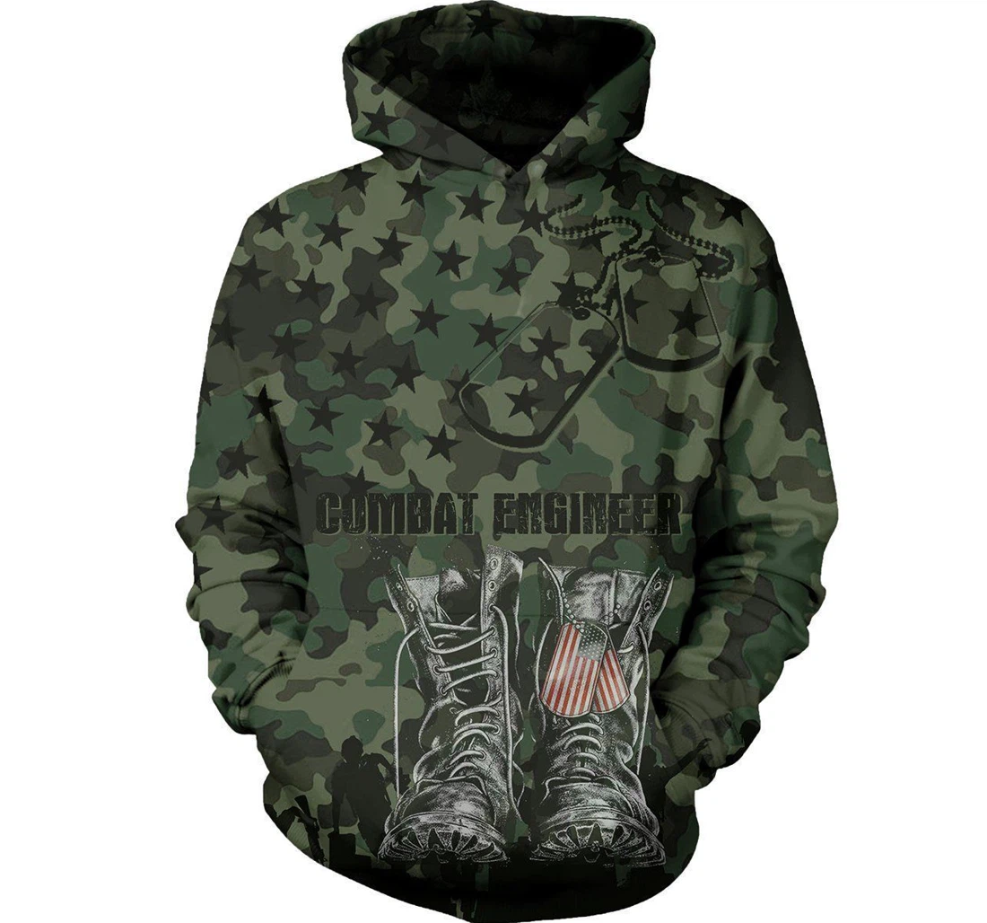Personalized Combat Engineer Leather - 3D Printed Pullover Hoodie