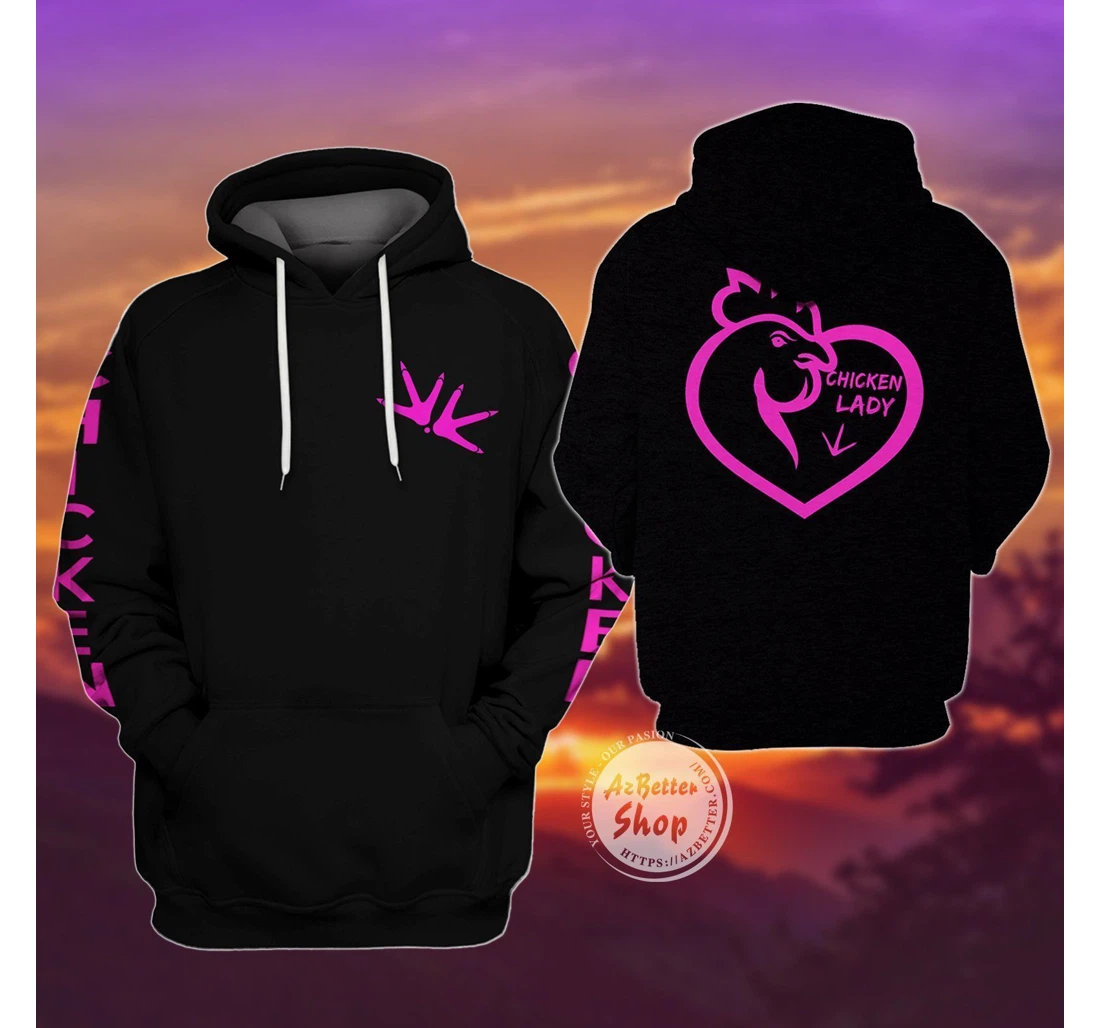 Personalized Chicken Lady Heart - 3D Printed Pullover Hoodie