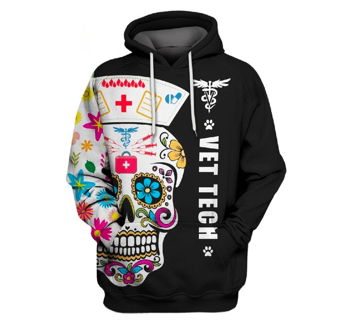 Personalized Vettech Skull Tools New - 3D Printed Pullover Hoodie
