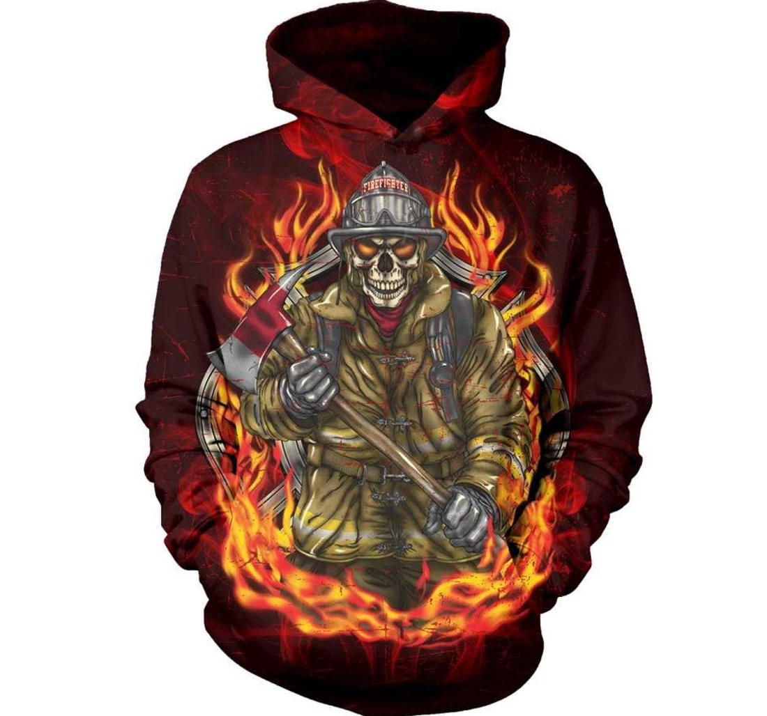 Personalized Fire Fighter Ghost Of Fire - 3D Printed Pullover Hoodie