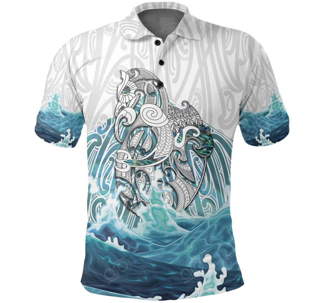 Personalized Maori Manaia The Blue Sea White - Polo Shirt