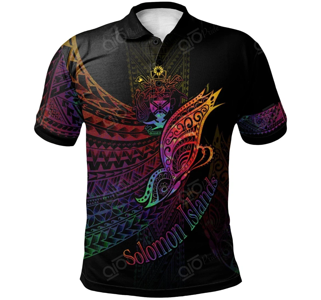 Personalized Solomon Islands - Butterfly Polynesian Style - Polo Shirt