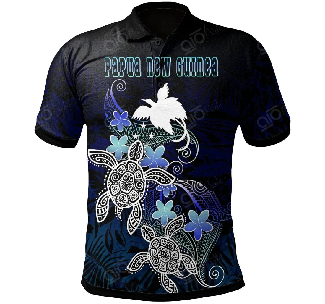 Personalized Papua New Guinea Polynesian - Blue Turtle Couple - Polo Shirt
