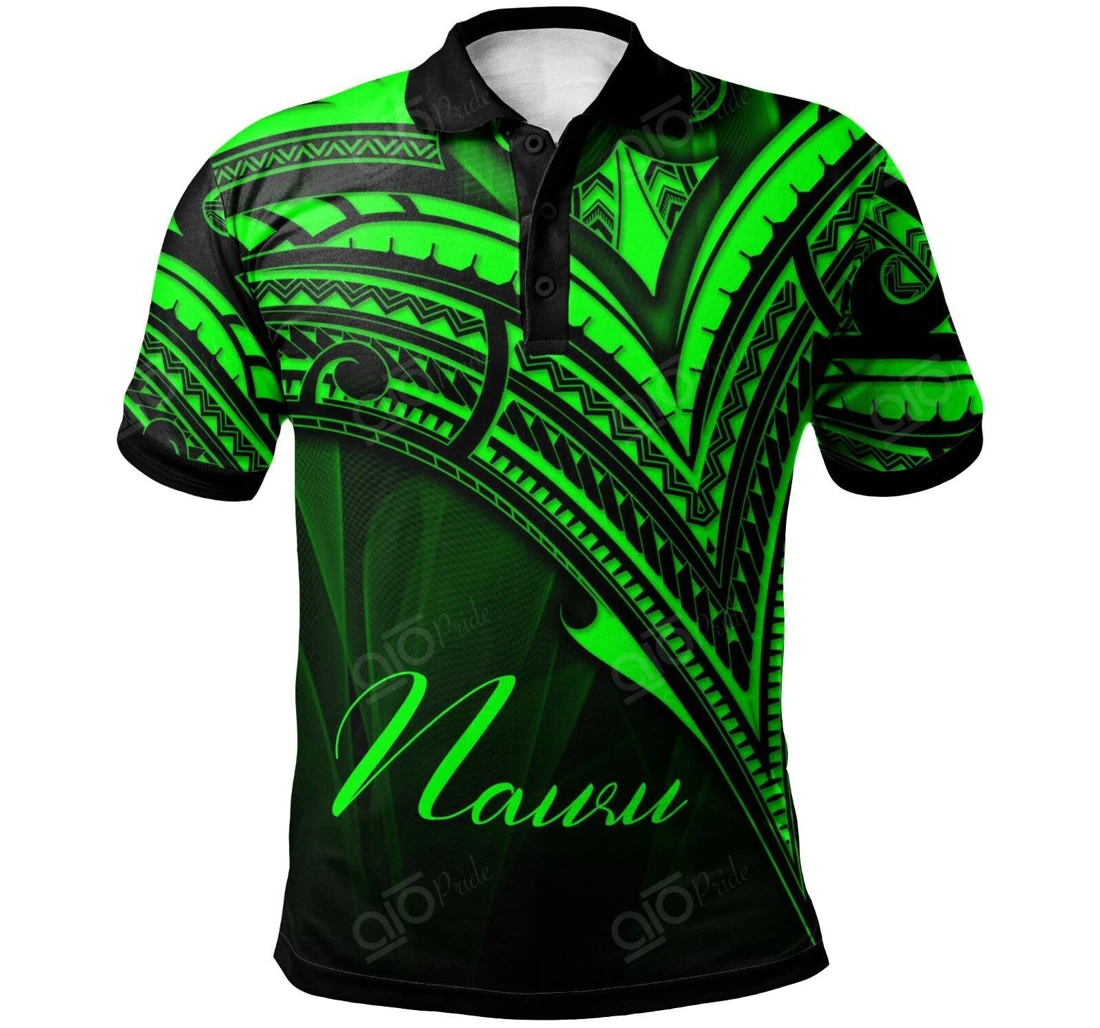 Personalized Nauru - Green Color Cross Style - Polo Shirt