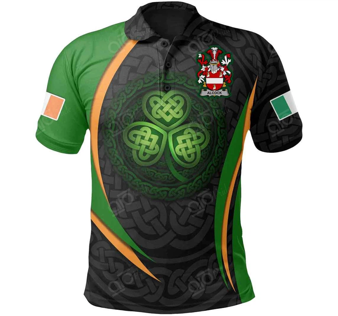 Personalized Alcock Irish Family Crest - Irish Spirit - Polo Shirt