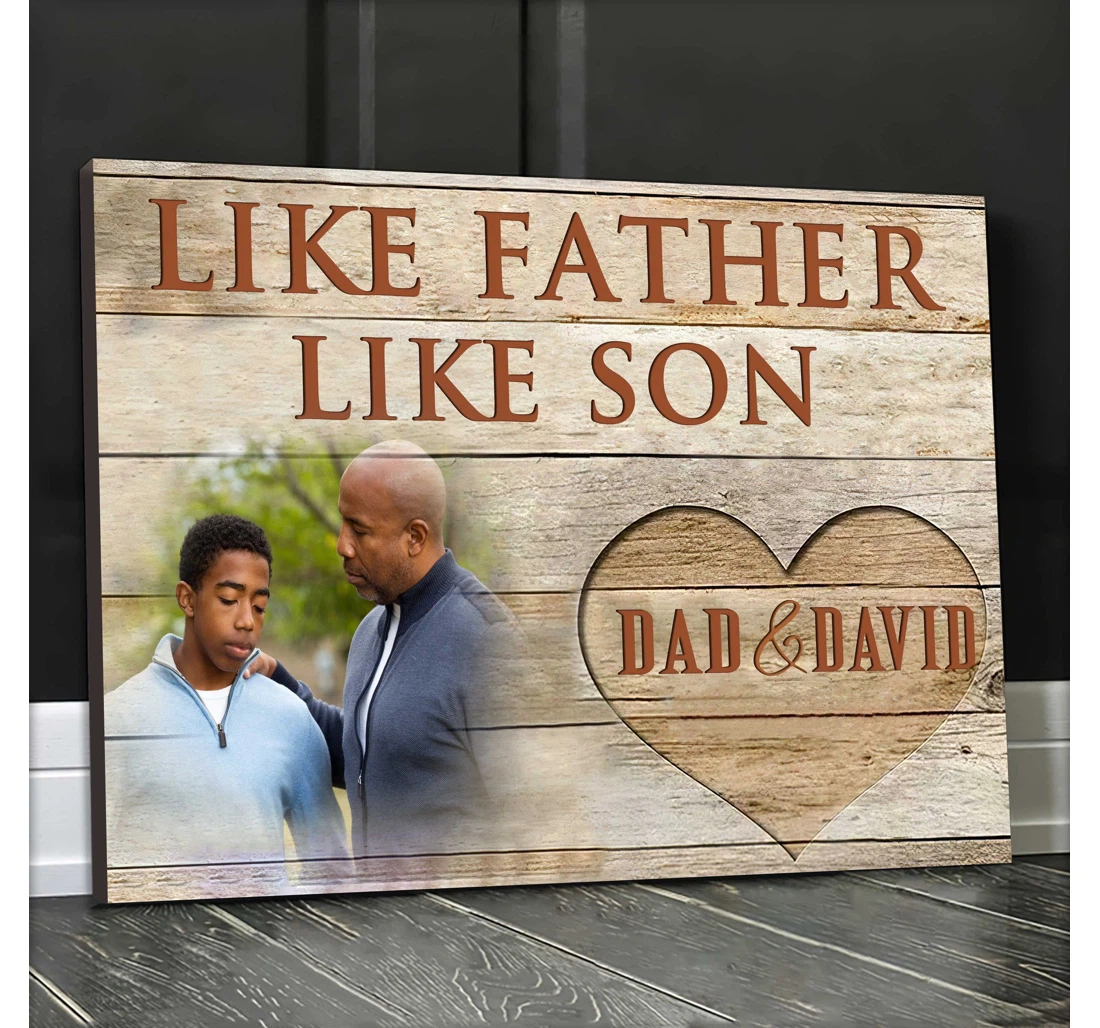 Personalized Poster, Canvas - Custom Black Father And Son Like Father Like Son Father's Day Print Framed Wall Art